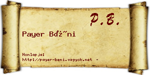Payer Béni névjegykártya