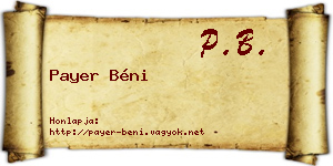 Payer Béni névjegykártya